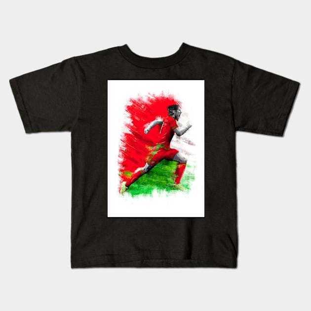 Gareth Bale - Wales - Football Artwork Kids T-Shirt by barrymasterson